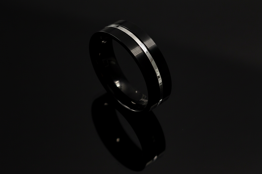 Black Silver Stainless Steel Ring