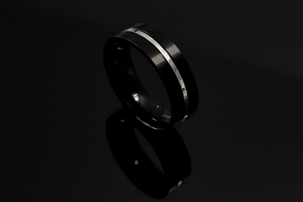 Black Silver Stainless Steel Ring