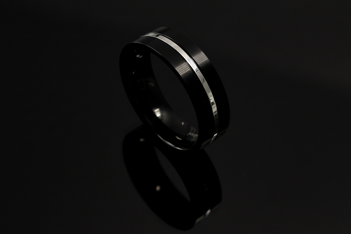 Black Silver Stainless Steel Ring