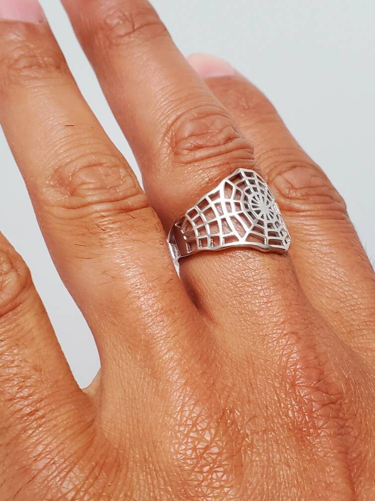 Web Men's Ring, Sterling Silver Men's Ring, Statement Ring for him, Spider Web Ring, Gothic Ring