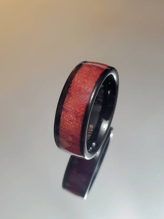 Tungsten Band,  8mm Wood Finished Ring for Men, Tungsten Ring