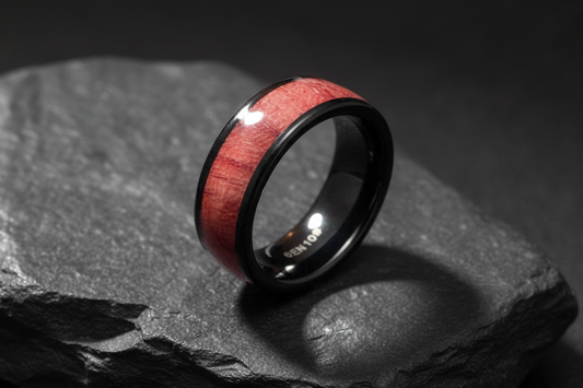 Tungsten Band,  8mm Wood Finished Ring for Men, Tungsten Ring