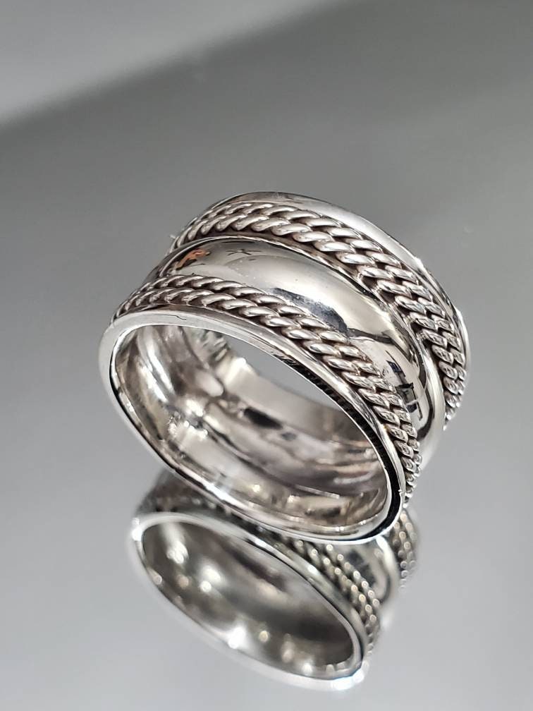 Double Chain Link Sterling Silver Men's Band