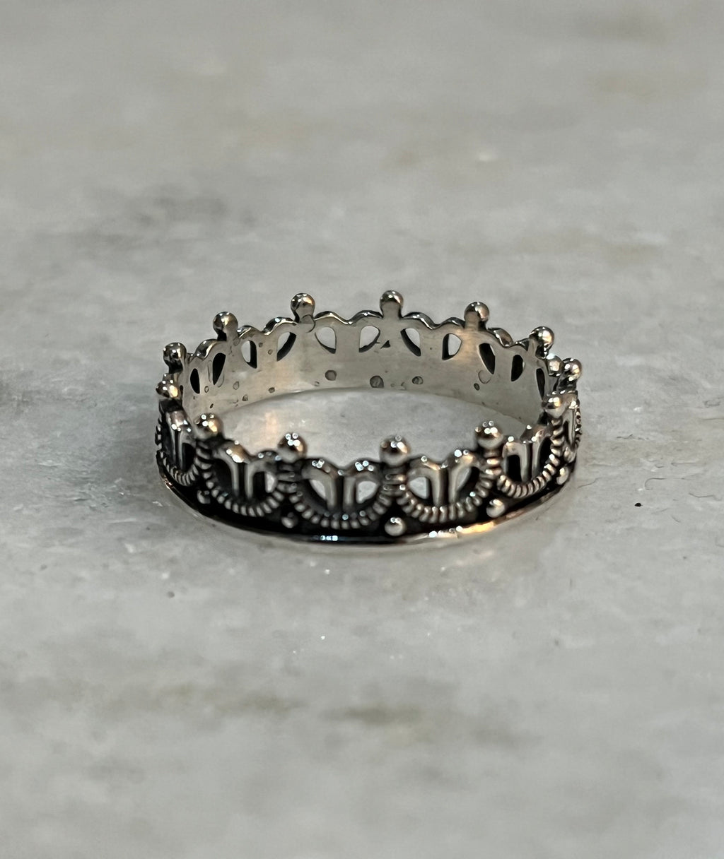 6mm Crown Ring with CZ – Sterling Silver