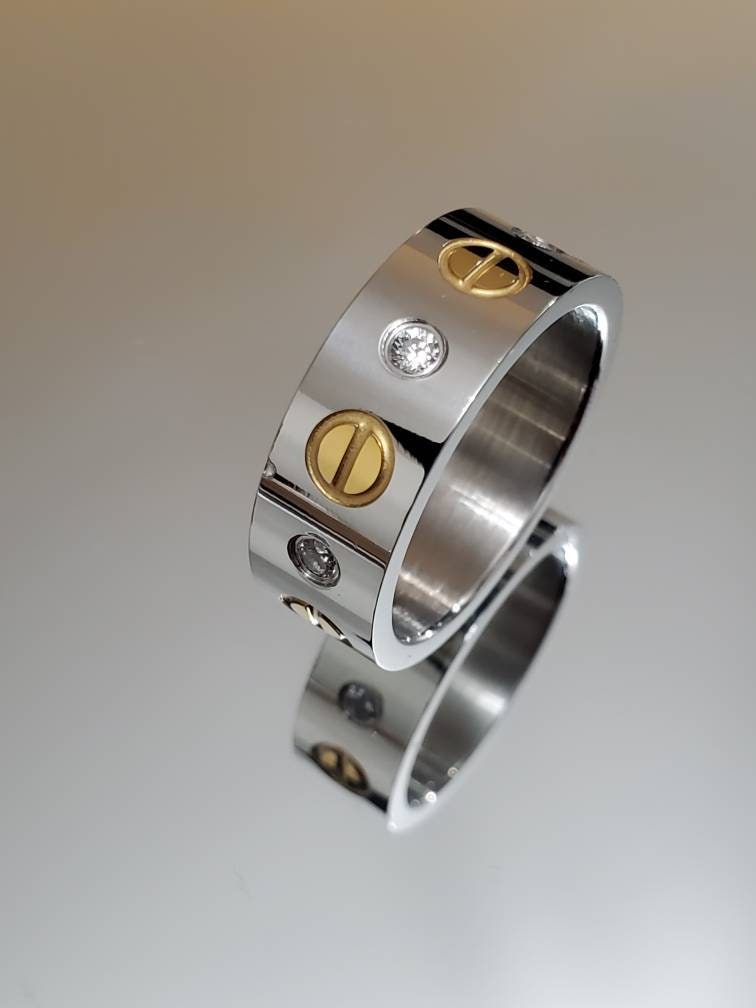 Silver Gold Plated Men's Ring