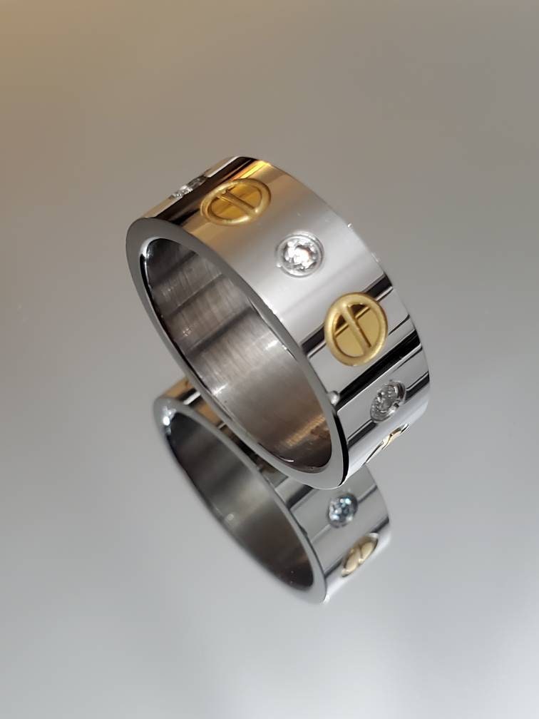 Silver Gold Plated Men's Ring