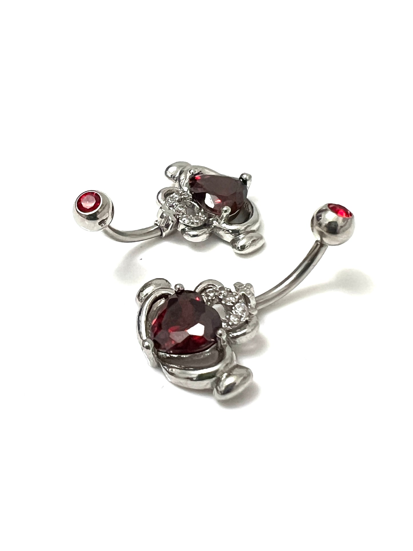 Claddagh CZ Irish Love Belly Button Ring Red Garnet, Lavender Amethyst, White Cubic Zirconia