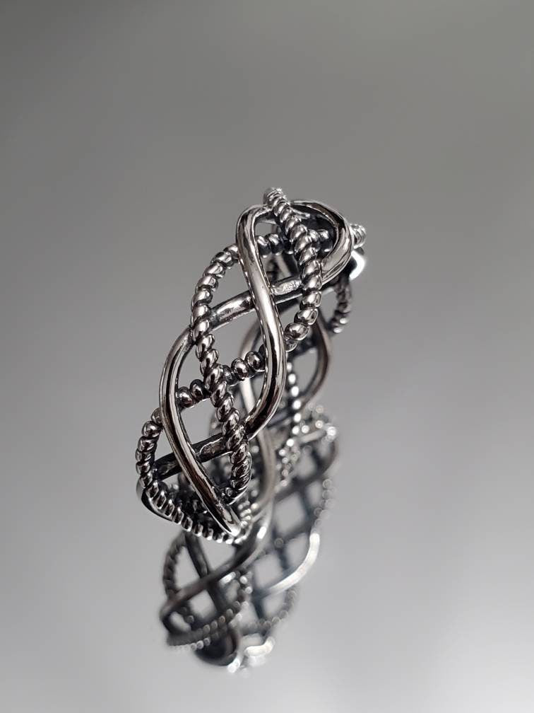 Braided Wire Band – 7mm Wide Sterling Silver Ring