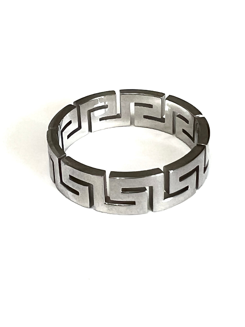 Greek Key Unisex Wedding Ring – 6mm Band Width