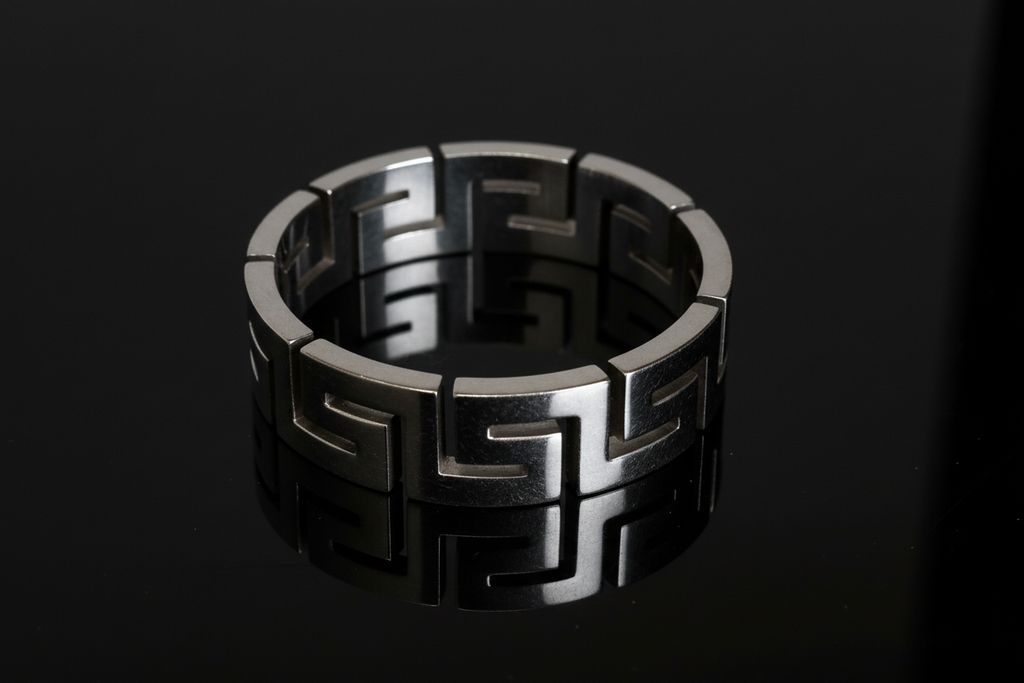 Greek Key Unisex Wedding Ring – 6mm Band Width