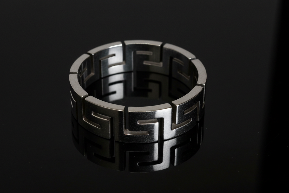 Greek Key Unisex Wedding Ring – 6mm Band Width