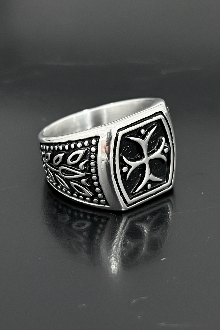 Cross Shield Men's Ring – Stainless Steel
