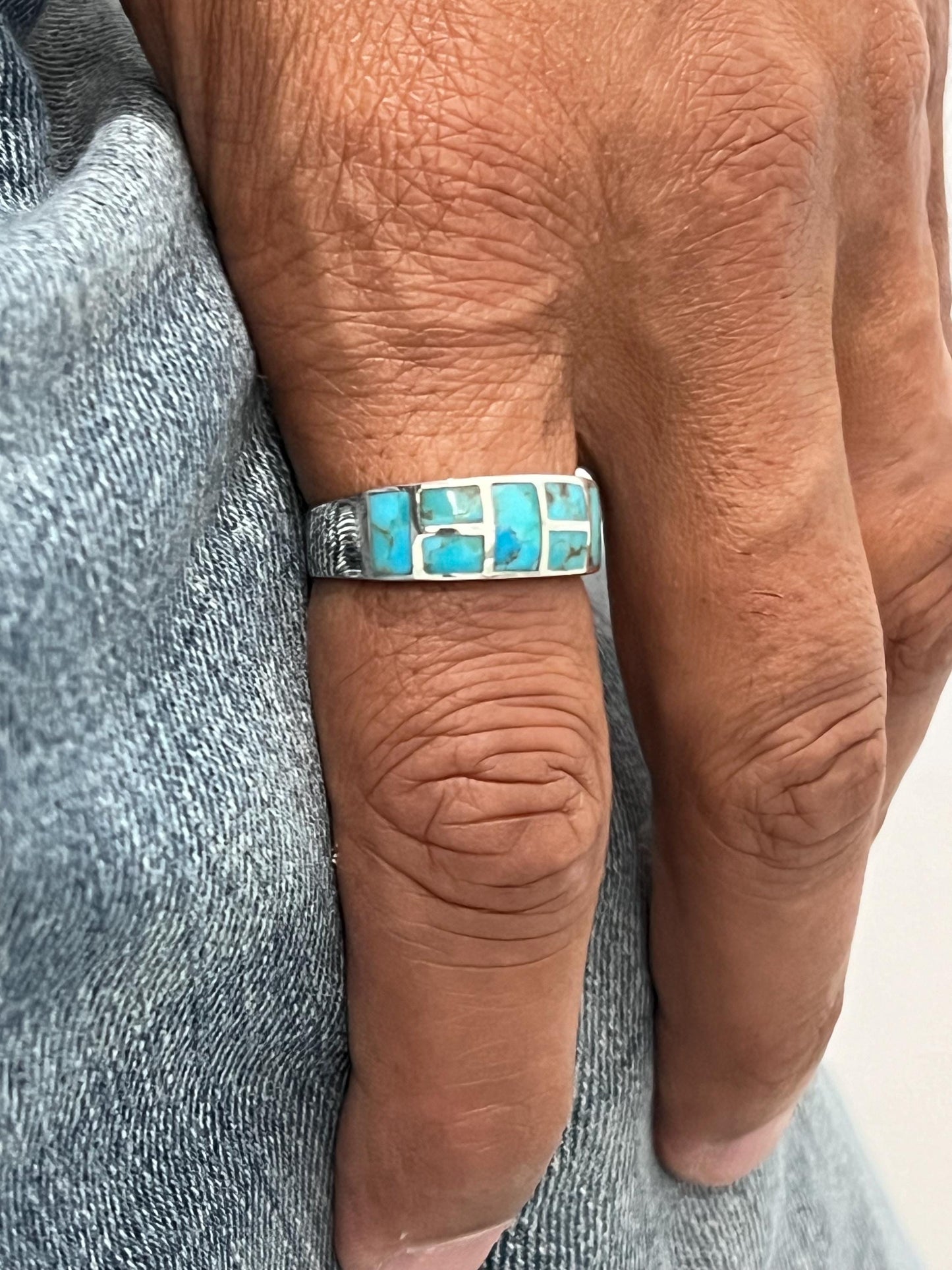 Turquoise Men's Ring, Sterling Silver Ring, 925 Stamped Ring, Signet Men's Band, Genuine Turquoise Stone for men