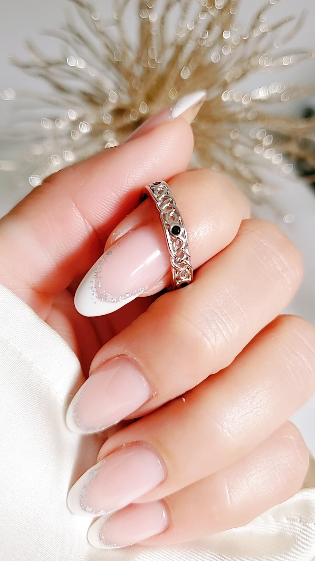 Sterling Silver Celtic Onyx Ring Braided Thumb Band | 925 Stamped | High Polish Finish