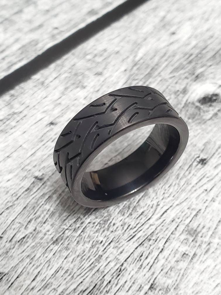 Black Tire Ring, Tungsten Men's Band