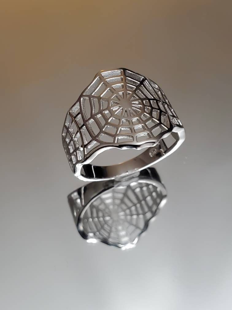 Web Men's Ring, Sterling Silver Men's Ring, Statement Ring for him, Spider Web Ring, Gothic Ring