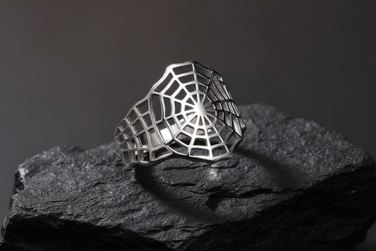 Web Men's Ring, Sterling Silver Men's Ring, Statement Ring for him, Spider Web Ring, Gothic Ring