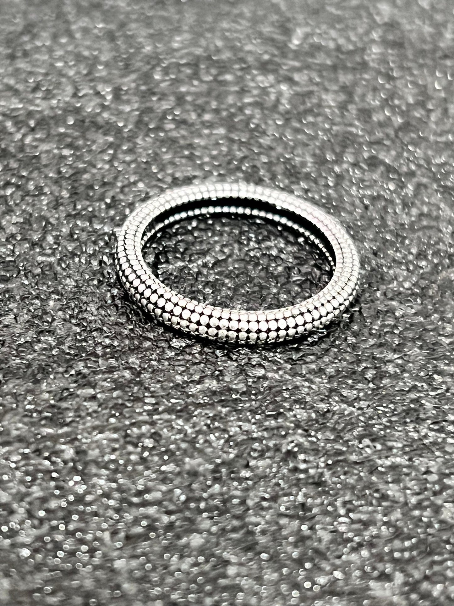 Beaded Ring, Sterling Silver Band Unisex Band