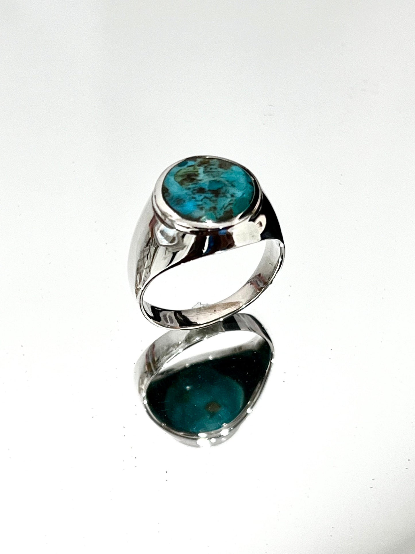 Turquoise Men's Ring, Sterling Silver Ring, 925 Stamped Ring, Raised Signet Men's Band, Genuine Turquoise Stone for men