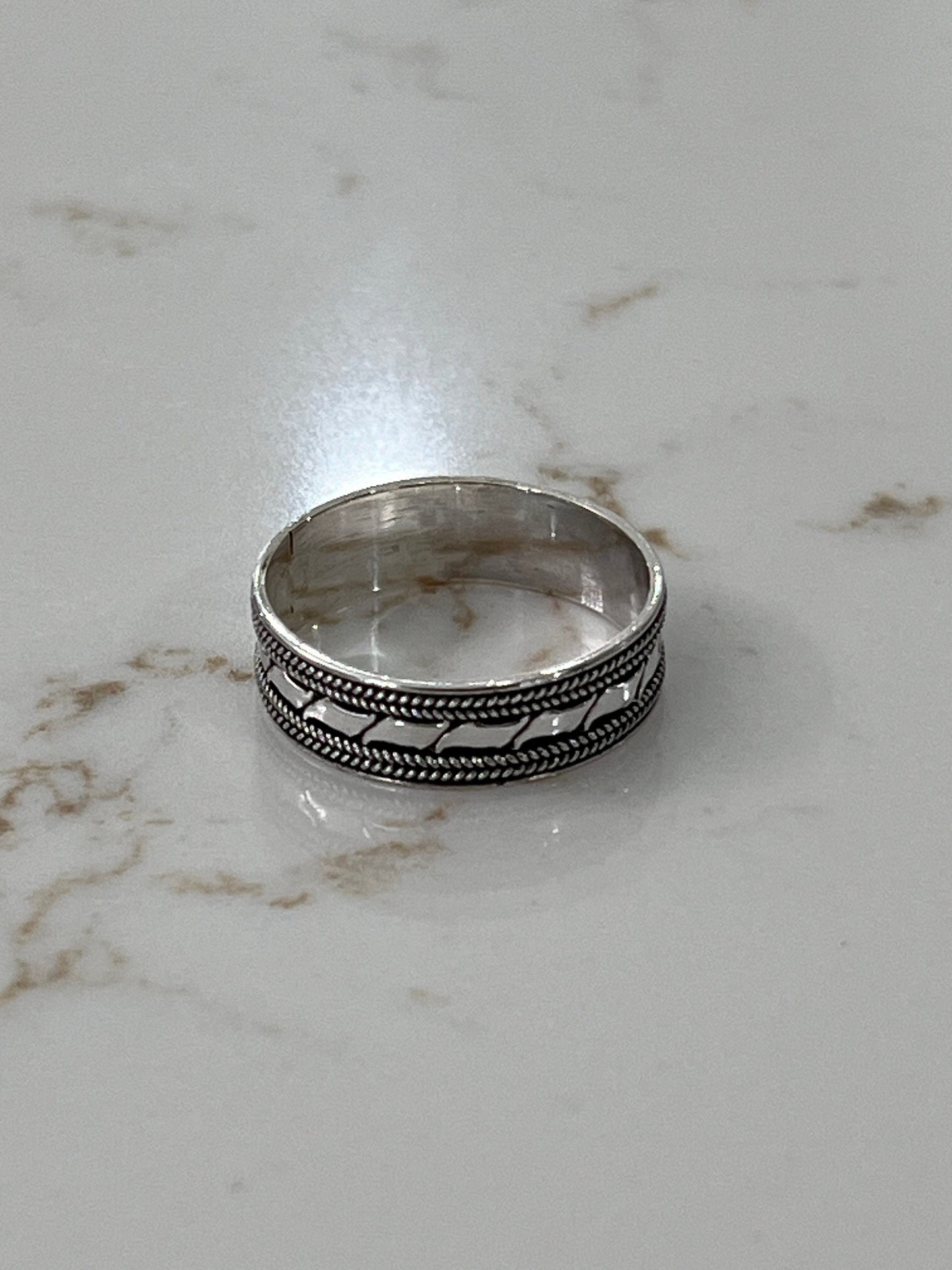 Double Braided Men's Bali Ring Sterling Silver