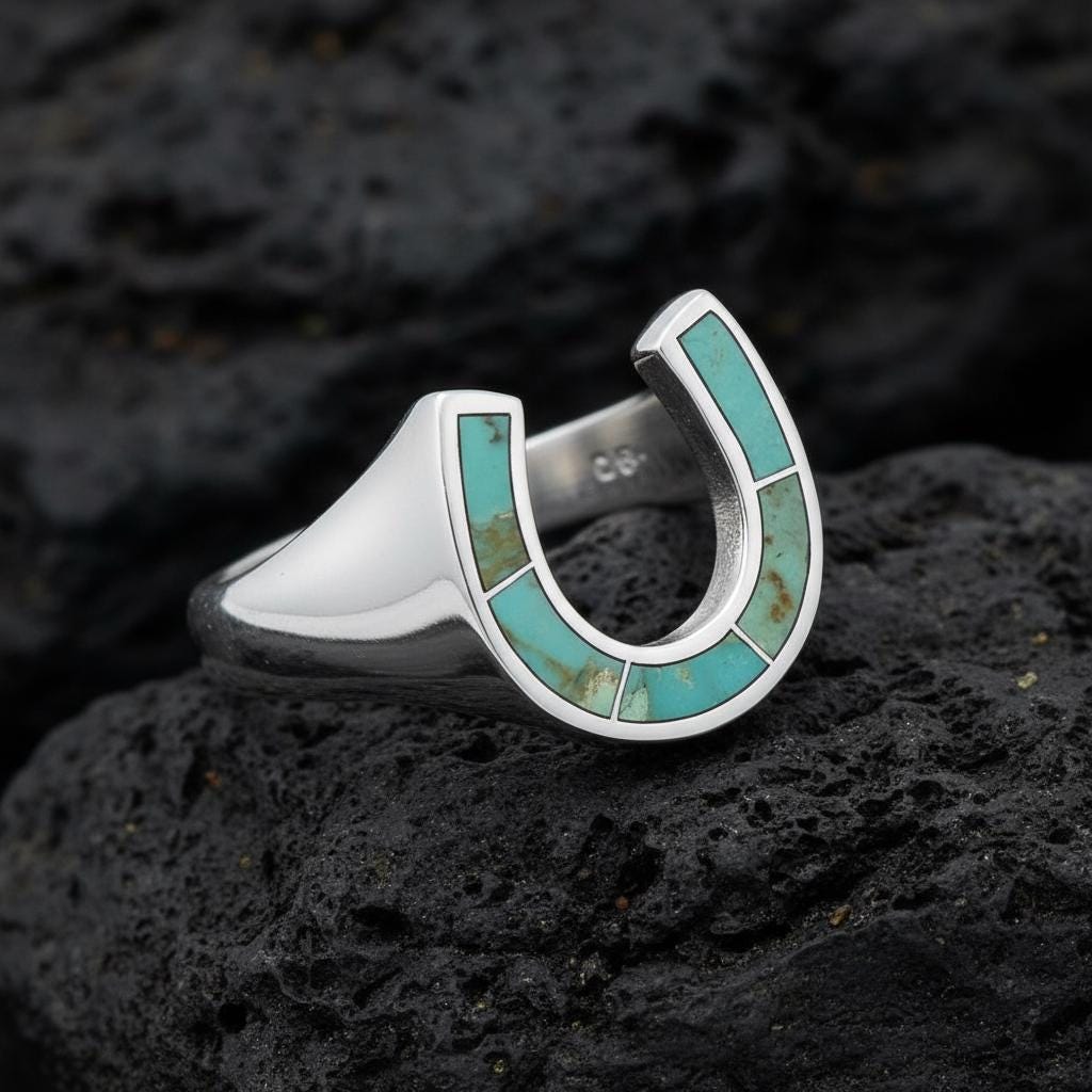 Horseshoe Turquoise Ring – Sterling Silver