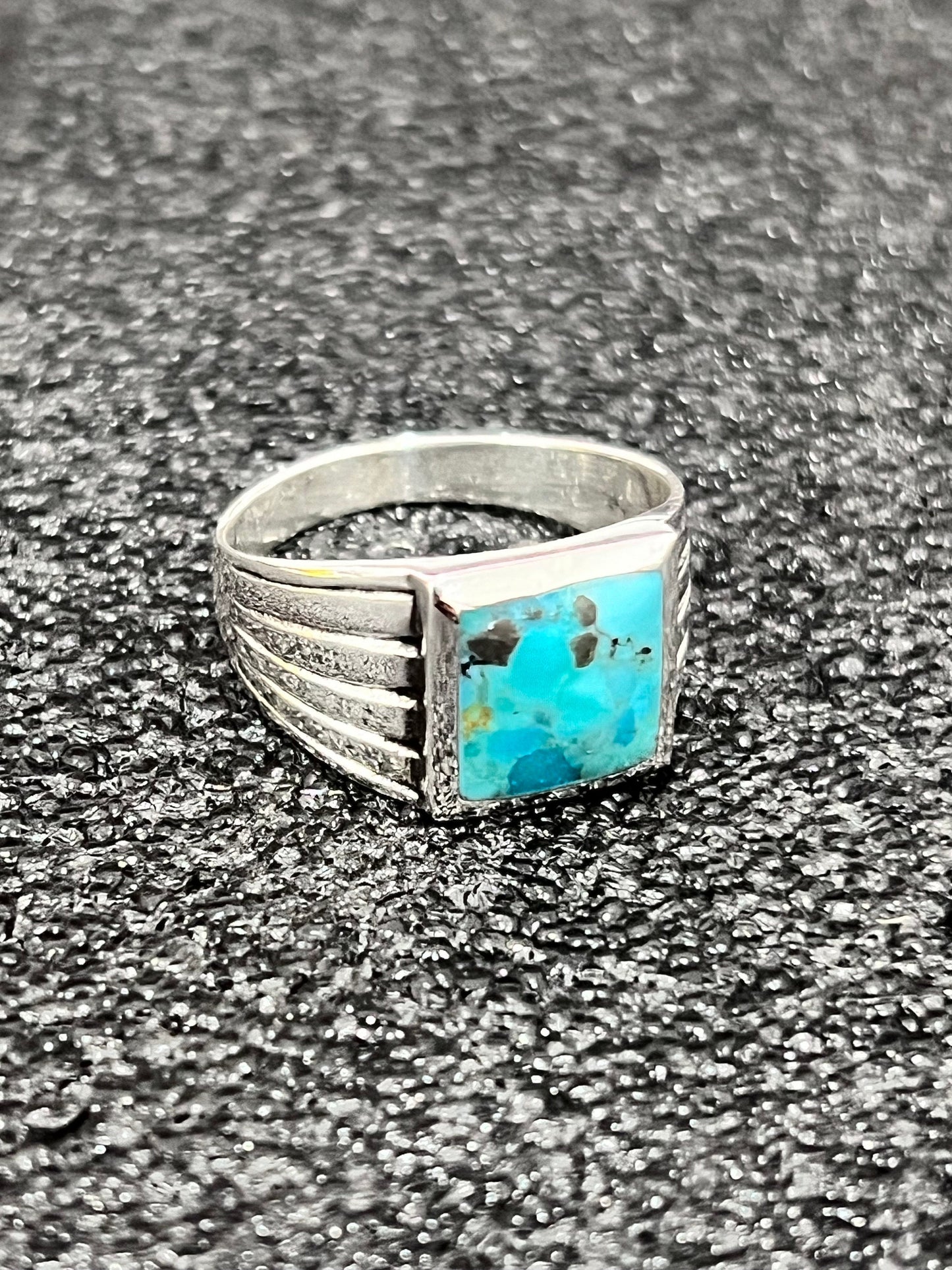 Turquoise Stone Men's Silver Ring, Sterling Silver Ring for Men, Oxidized Traditional Men's Ring