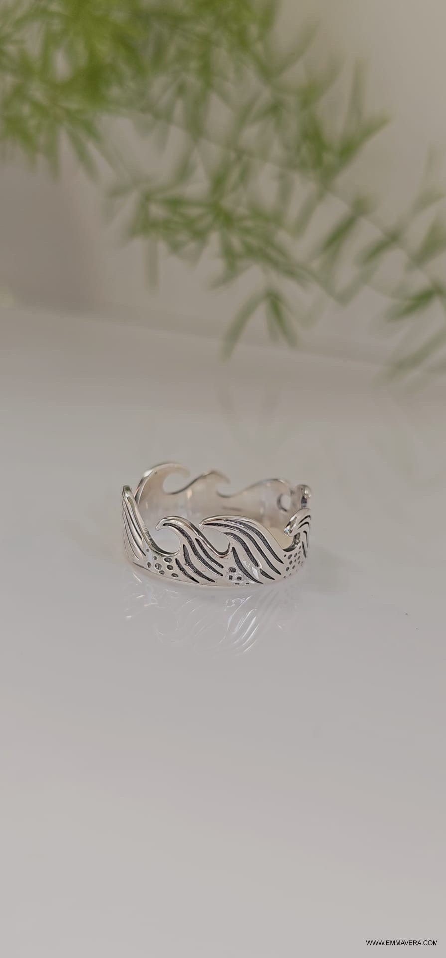 Ocean Wave Ring, Men's 925 Sterling Silver, Gift for him