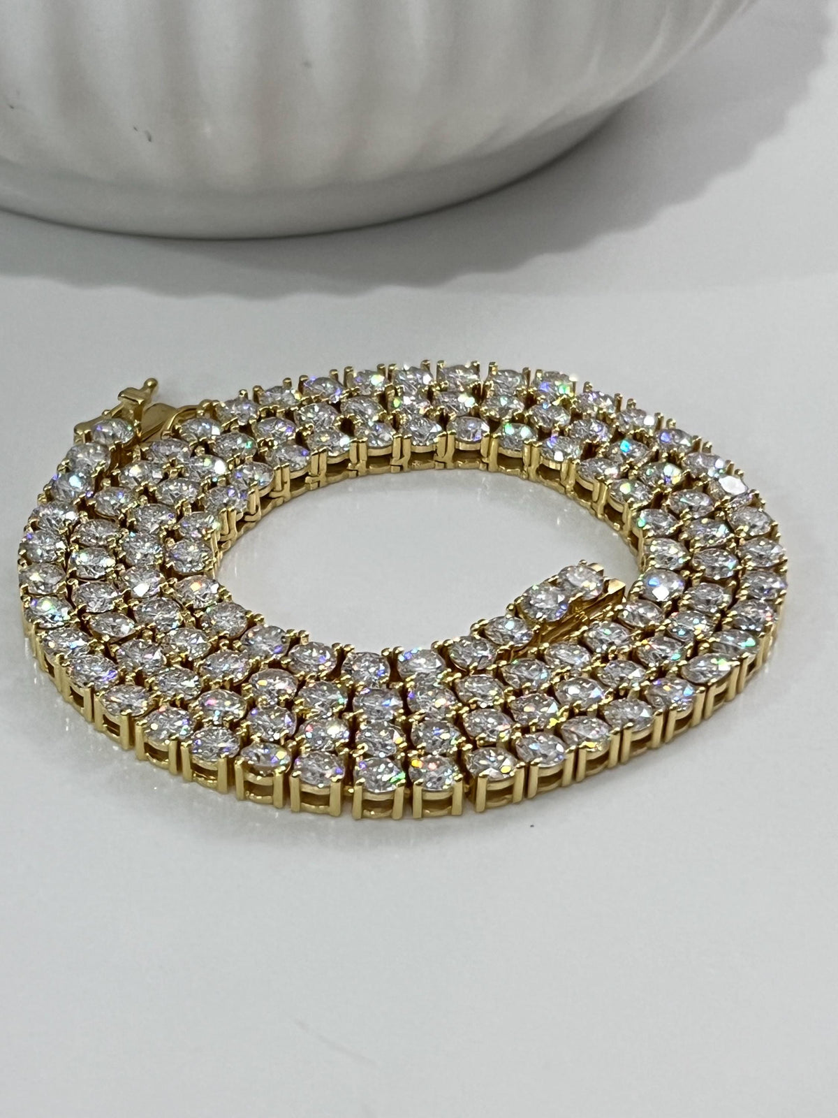 Moissanite Gold Plate Tennis Necklace on 925