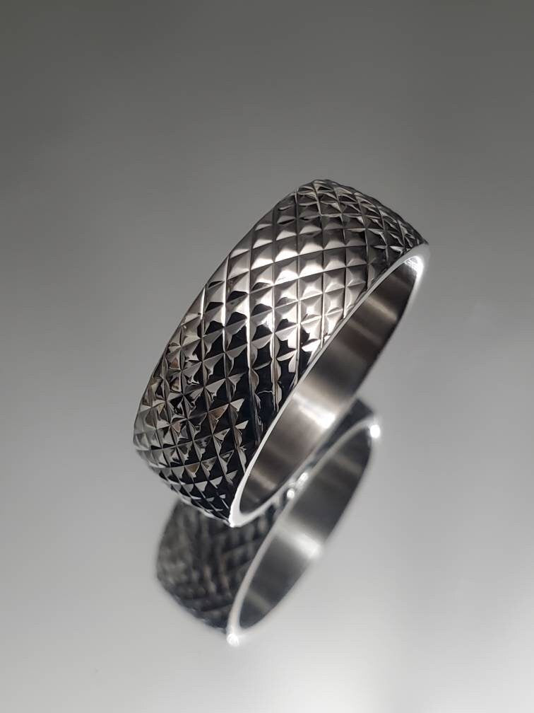 Stainless Steel 316L Men's Diamond Thread Design Ring