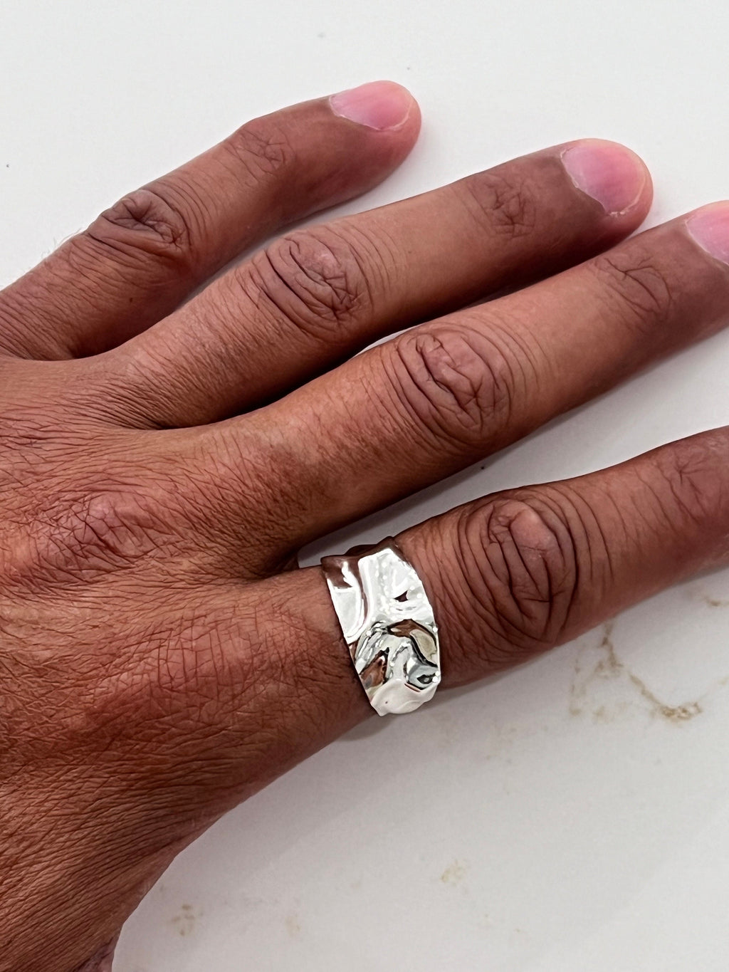 Foil Unisex Wedding Ring – Sterling Silver with 12.5mm Band Width