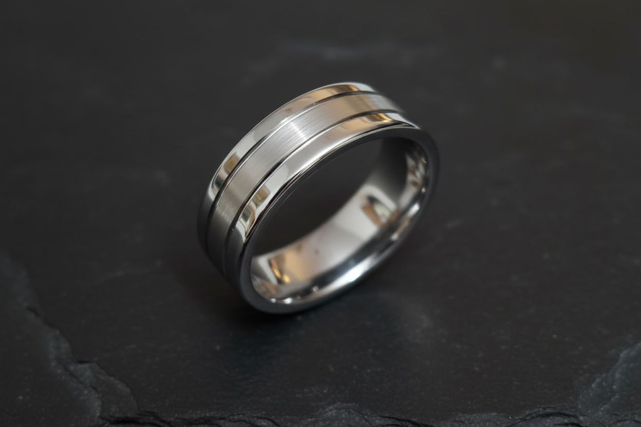 Tungsten Band, Polished Ring, Men's Silver Ring, Tungsten Carbide Ring - 8mm Wide