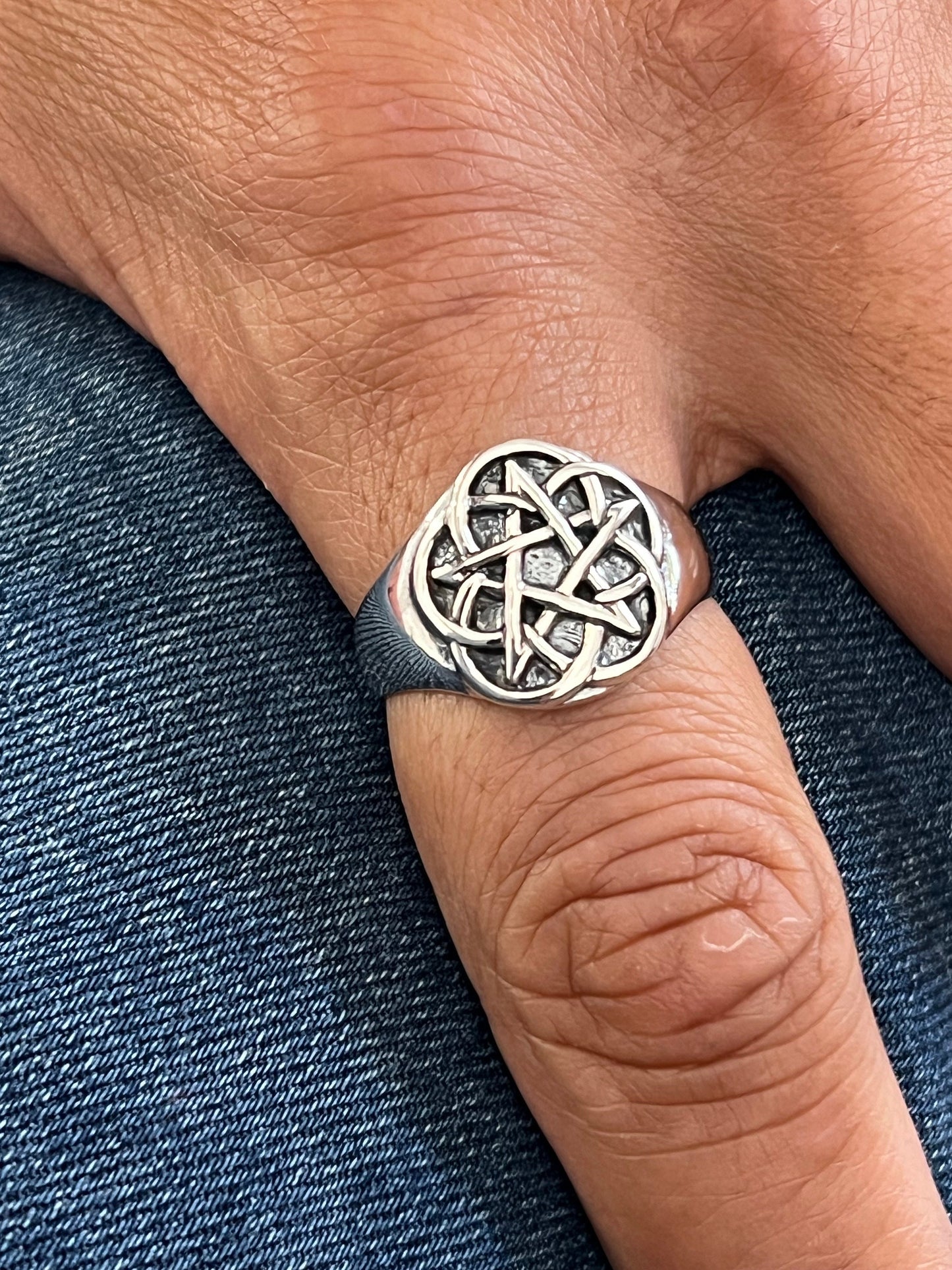 Star Ring, Sterling Silver Ring, Men's Band, 925 Silver, Pentagram, Greek