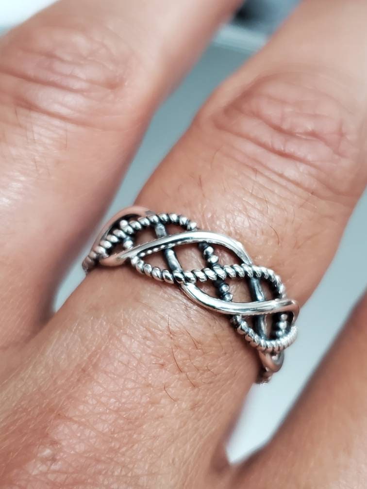 Braided Wire Band – 7mm Wide Sterling Silver Ring
