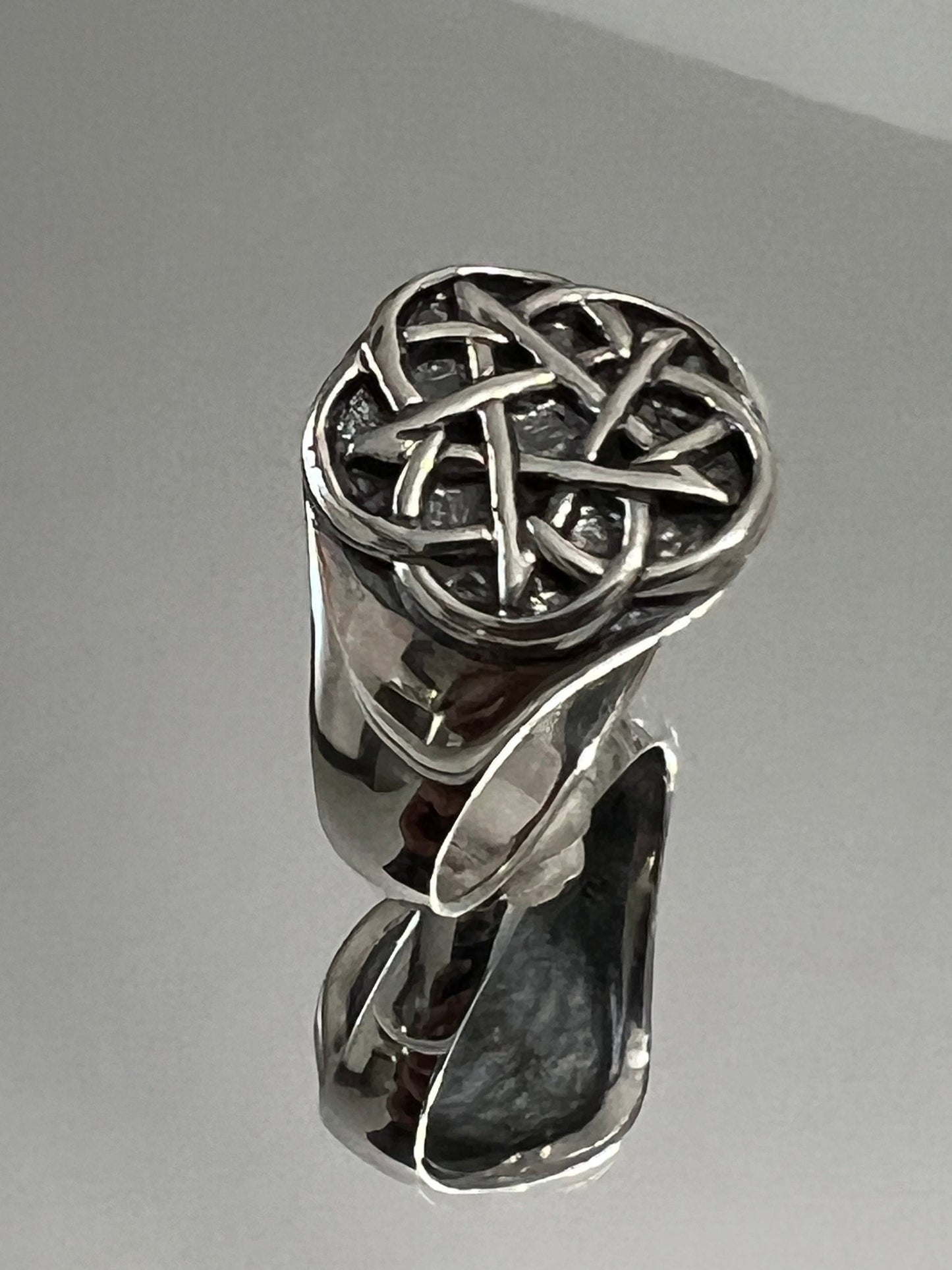 Star Ring, Sterling Silver Ring, Men's Band, 925 Silver, Pentagram, Greek