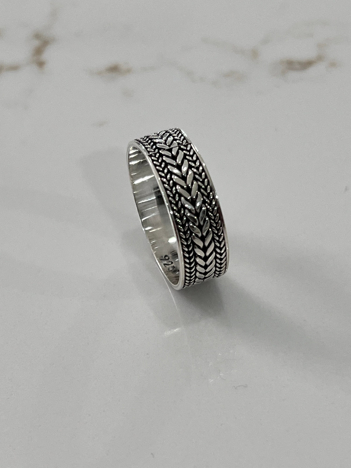 Men's Woven Leaves Sterling Silver