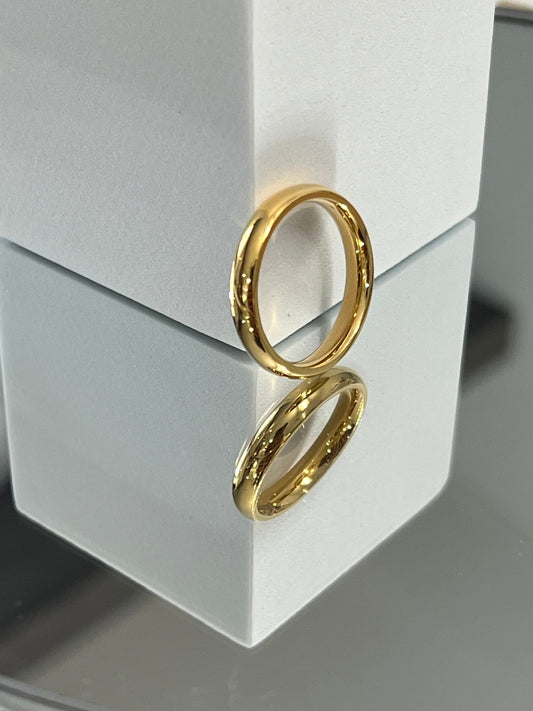 Gold Tone Wedding Band, Designer Inspired Stainless Steel