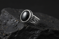Black agate sterling silver ring from the His & Hers collection