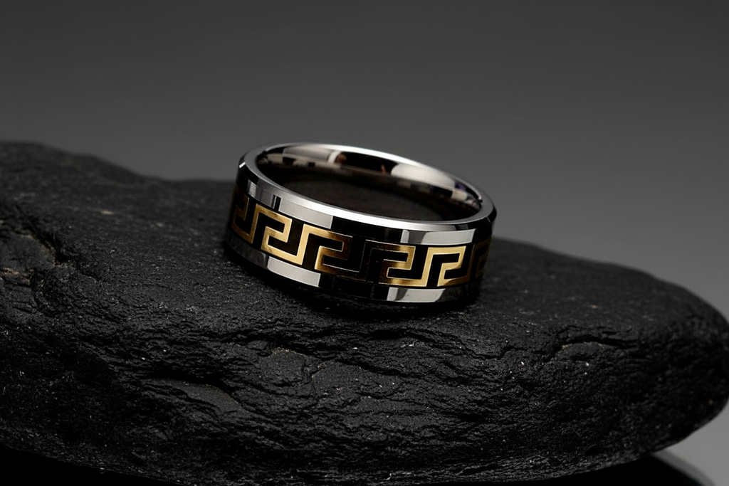 Gold Silver Band Tungsten Men's Ring