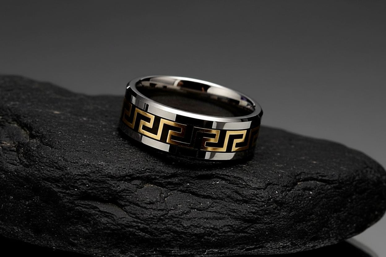 Gold Silver Band Tungsten Men's Ring