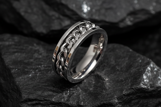 Chain link Spinner Stainless Steel Men's Ring