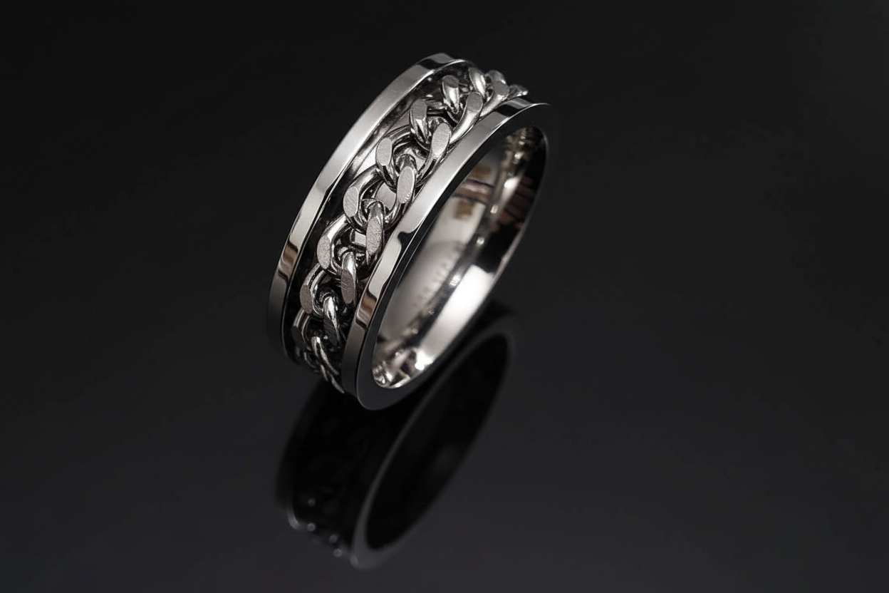 Chain link Spinner Stainless Steel Men's Ring