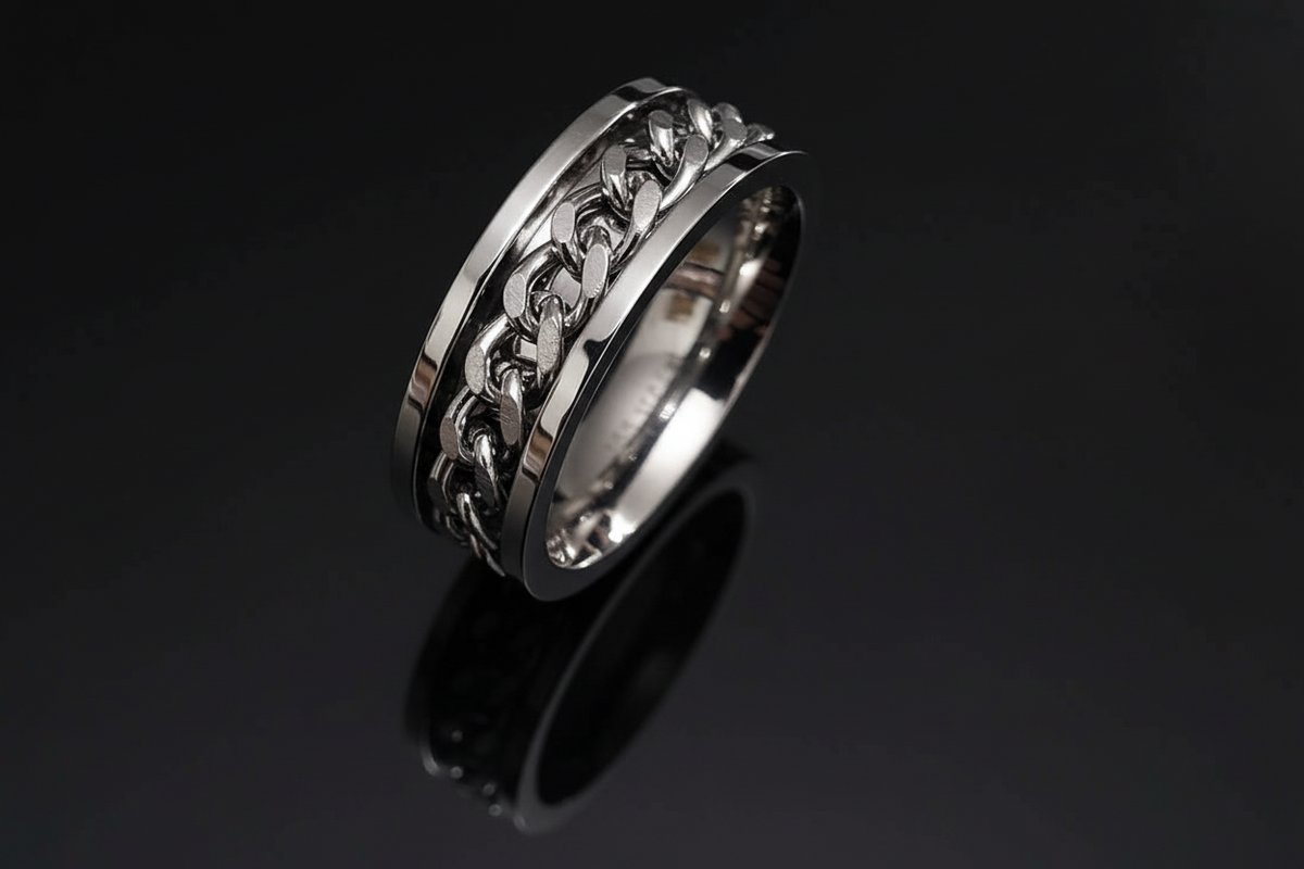 Chain link Spinner Stainless Steel Men's Ring
