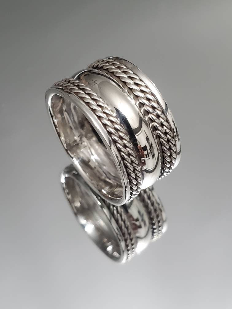 Double Chain Link Sterling Silver Men's Band