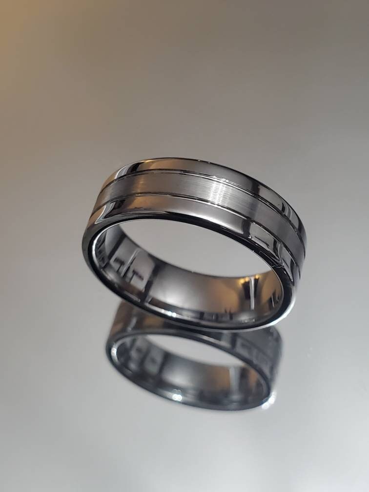 Tungsten Band, Polished Ring, Men's Silver Ring, Tungsten Carbide Ring - 8mm Wide