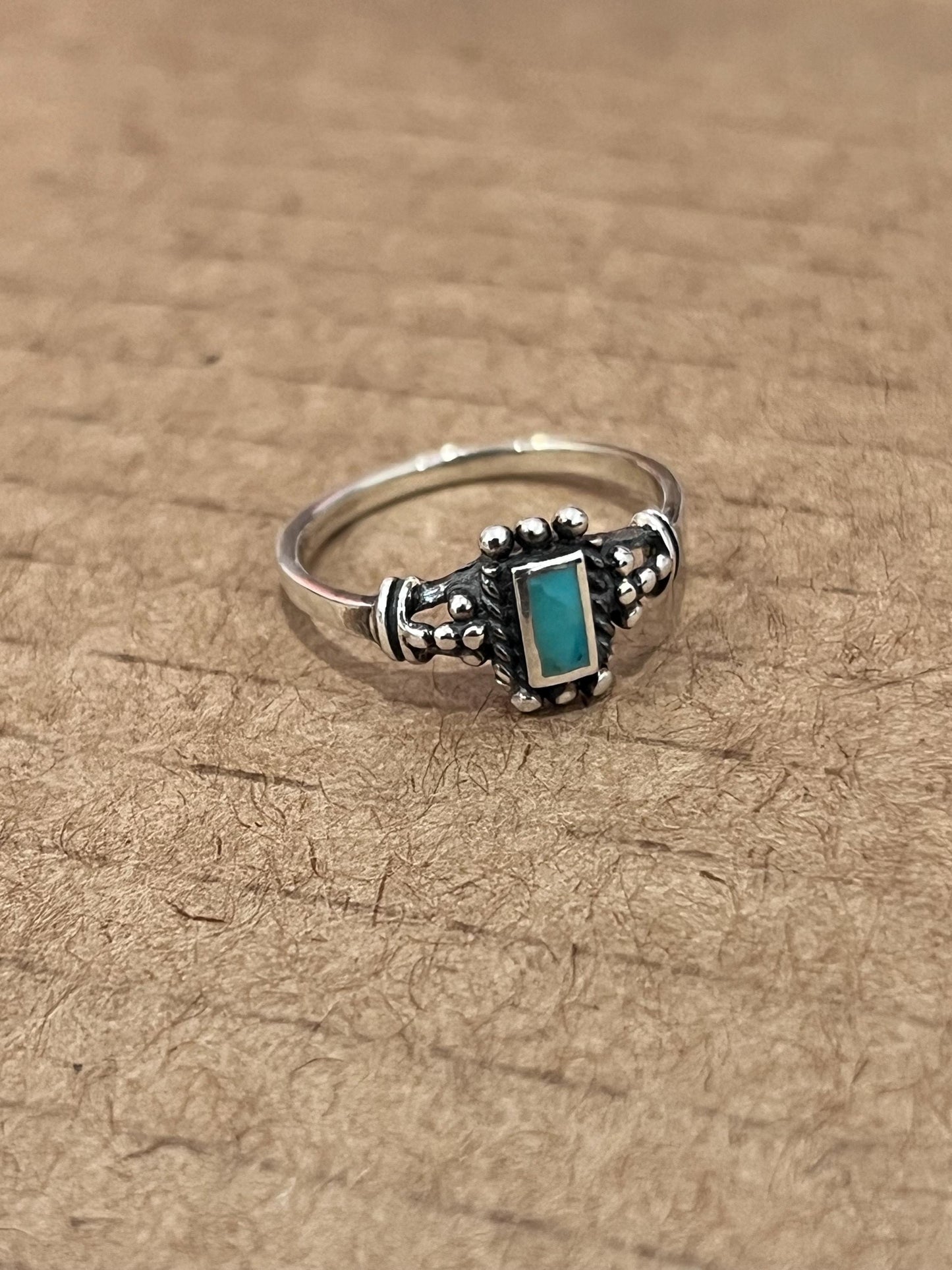 Sterling Silver Signet Ring: Black Agate or Turquoise Stone