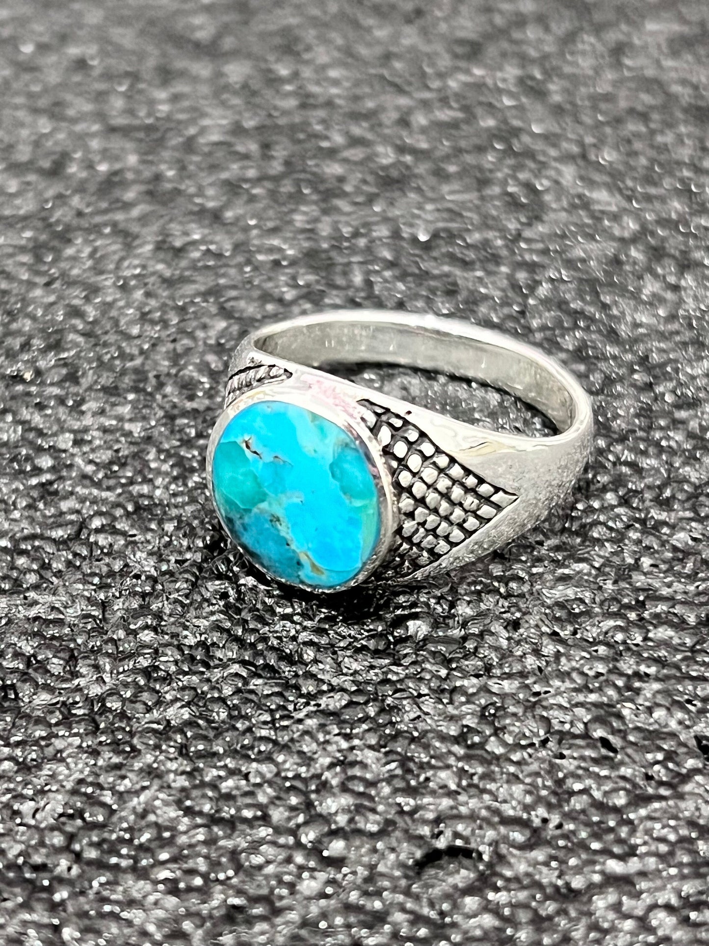 Turquoise Men's Ring, Sterling Silver Ring, 925 Stamped Ring, Signet Men's Band, Genuine Turquoise Stone for men