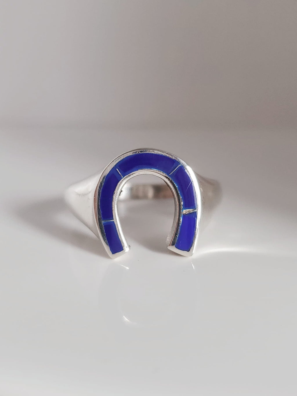Horse Shoe Blue Rider Ring