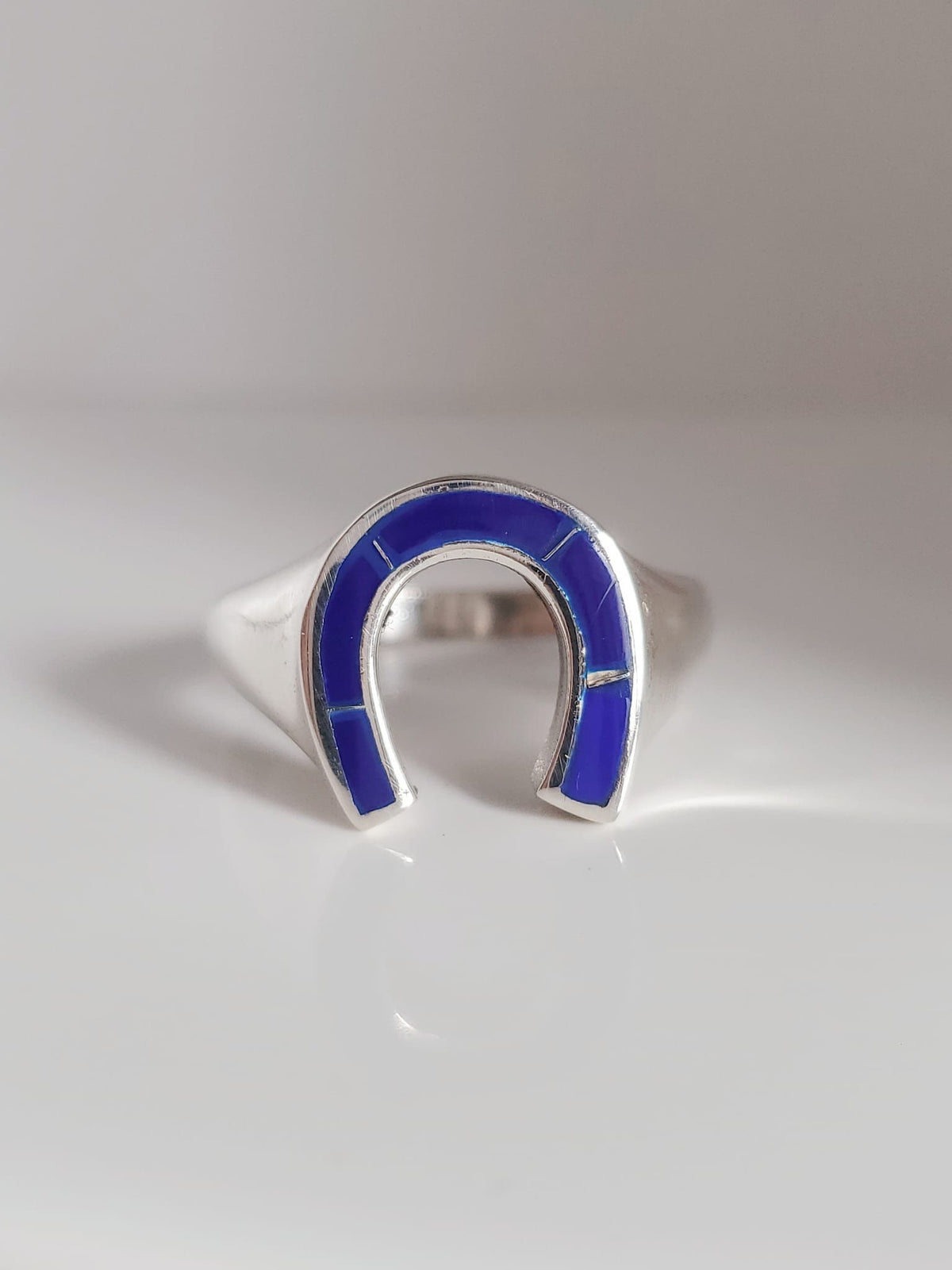 Horse Shoe Blue Rider Ring