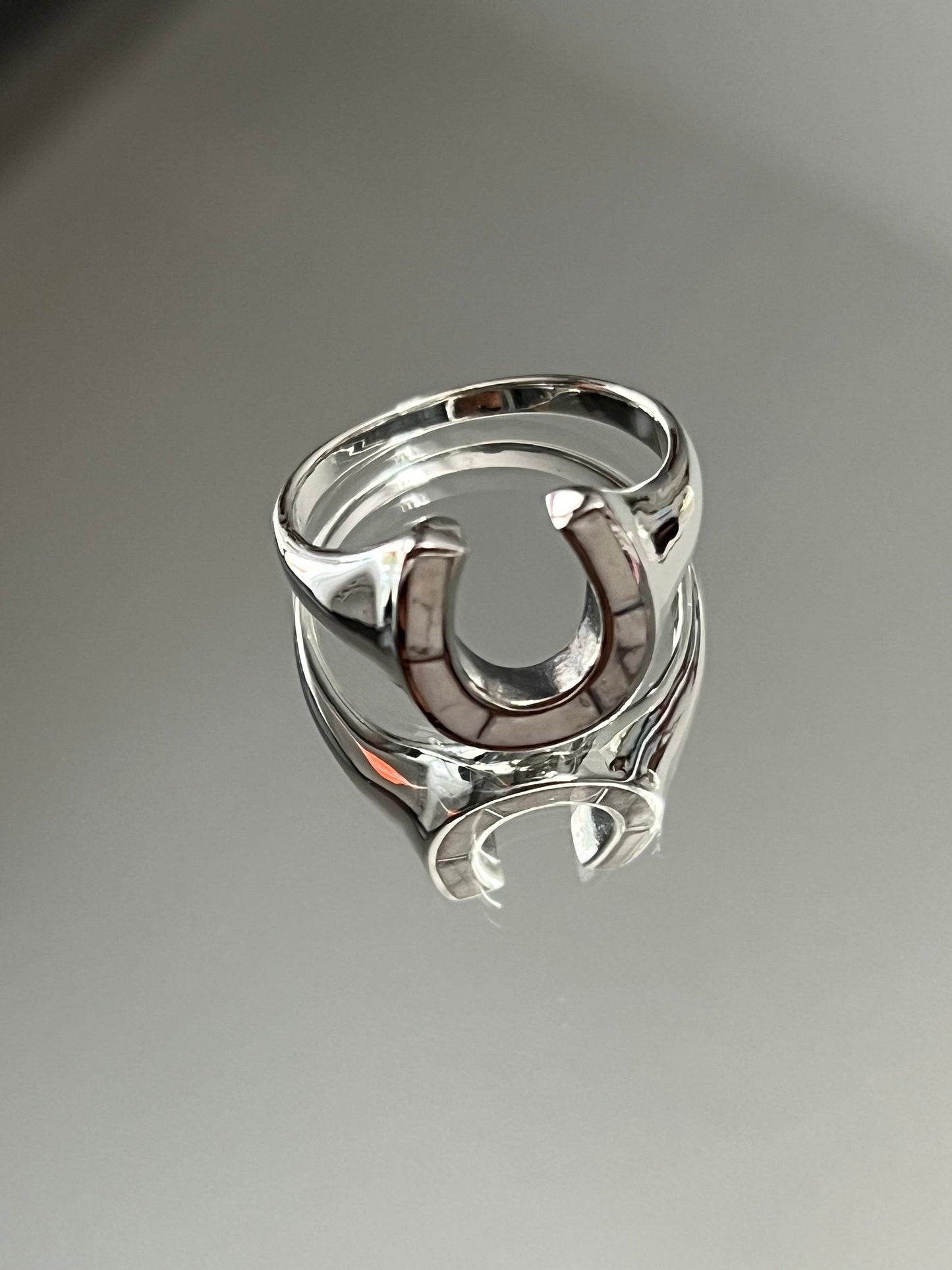 Horse Shoe Ring White Lucky Horseshoe Equestrian Ring