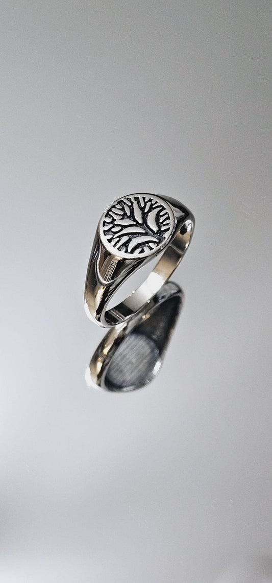 Sterling Silver Tree of Life Men's Ring, 11mm Wedding Band, Engagement, trendy